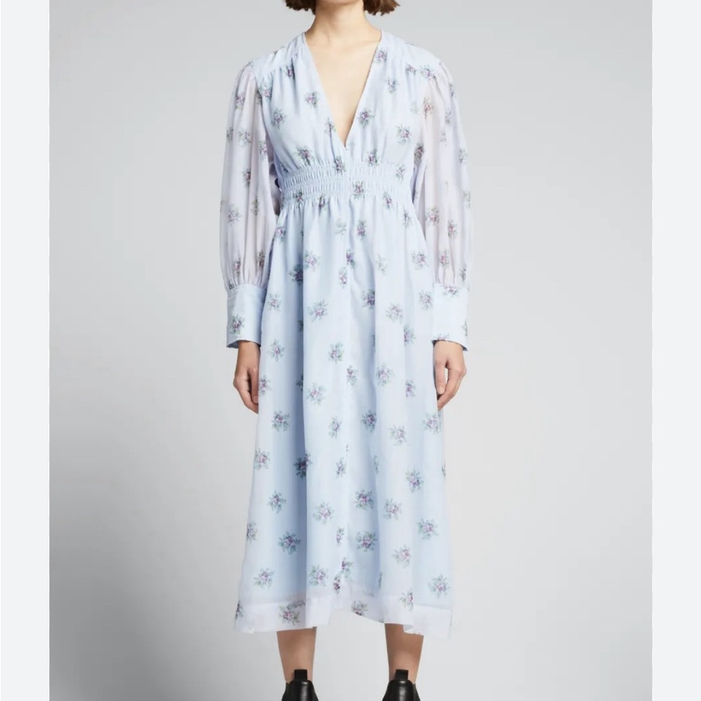 Ganni floral midi dress blue size 34